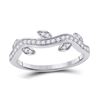 Image 1 : 1/6 CTW Round Diamond Vine Floral Stackable Ring 10kt White Gold - REF-18M3A