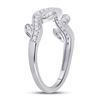 Image 3 : 1/6 CTW Round Diamond Vine Floral Stackable Ring 10kt White Gold - REF-18M3A