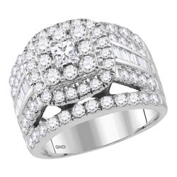 3 CTW Princess Diamond Solitaire Halo Bridal Wedding Engagement Ring 14kt White Gold - REF-228R3H