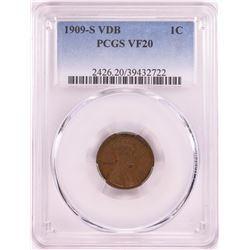 1909-S VDB Lincoln Wheat Cent Coin PCGS VF20