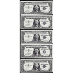 Lot of (5) Consecutive 1957 $1 Silver Certificate Notes Uncirculated