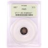 Image 1 : 1867 Proof Three Cent Silver Coin PCGS PR65 Old Green Holder Nice Toning