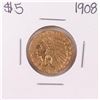 Image 1 : 1908 $5 Indian Head Half Eagle Gold Coin