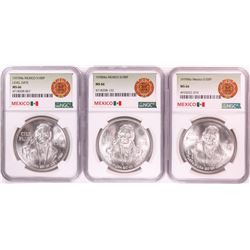 Lot of 1977-1979 Mexico 100 Pesos Silver Coins NGC MS66