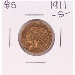 1911-S $5 Indian Head Half Eagle Gold Coin