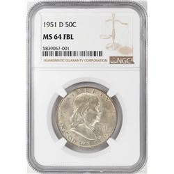 1951-D Franklin Half Dollar Coin NGC MS64FBL