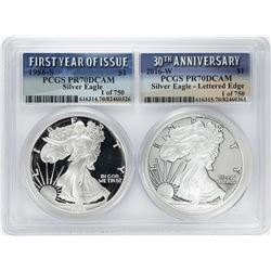 1986-S & 2016-W $1 Proof American Silver Eagle Coin Set PCGS PR70DCAM