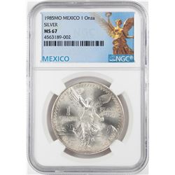 1985Mo Mexico 1 Onza Libertad Silver Coin NGC MS67