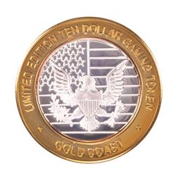 .999 Fine Silver Gold Coast Las Vegas, Nevada $10 Casino Limited Edition Gaming Token