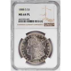 1888-S $1 Morgan Silver Dollar Coin NGC MS64 PL