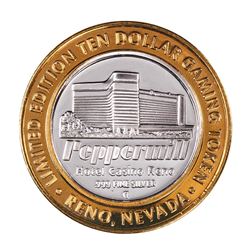 .999 Silver Peppermill Hotel Casino Reno, NV $10 Casino Limited Edition Gaming Token