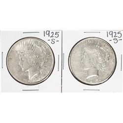 Lot of (2) 1925-S $1 Peace Silver Dollar Coins