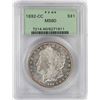 Image 1 : 1892-CC $1 Morgan Silver Dollar Coin PCGS MS60 Old Green Holder