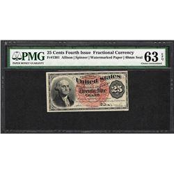 March 3, 1863 4th Issue 25 Cent Fractional Currency Note PMG Choice Uncirculated 63EPQ