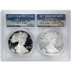 1986-S & 2016-W $1 Proof American Silver Eagle Coin Set PCGS PR70DCAM