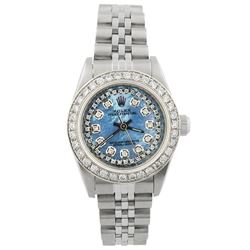 Rolex Ladies Oyster Perpetual Stainless Steel 26mm MOP Diamond Dial Watch