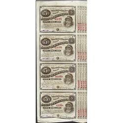 Uncut Sheet of (4) State of Louisiana Baby Bond Obsolete Notes