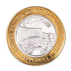 .999 Silver Peppermill Hotel Casino Reno, NV $10 Casino Limited Edition Gaming Token