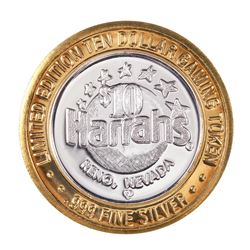 .999 Silver Harrah's Casino Reno Nevada $10 Casino Limited Edition Gaming Token