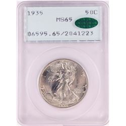 1935 Walking Liberty Half Dollar Coin PCGS MS65 CAC Green Rattler Holder