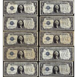 Lot of (10) 1928 $1 Funnyback Silver Certificate Notes
