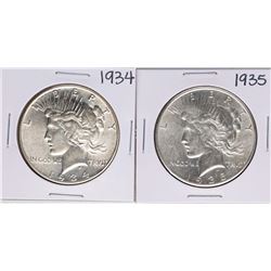 Lot of 1934-1935 $1 Peace Silver Dollar Coins