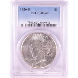 1926-S $1 Peace Silver Dollar Coin PCGS MS62