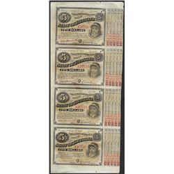 Uncut Sheet of (4) State of Louisiana Baby Bond Obsolete Notes