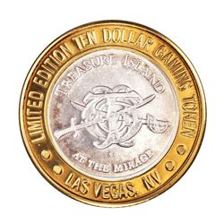 .999 Silver Treasure Island Las Vegas $10 Casino Gaming Token Limited Edition