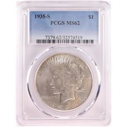 1935-S $1 Peace Silver Dollar Coin PCGS MS62