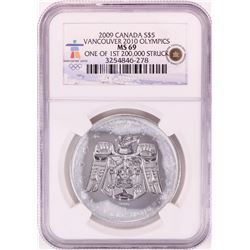 2009 Canada $5 Maple Leaf Vancouver Olympics Silver Coin NGC MS69