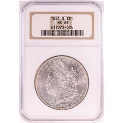 1881-S $1 Morgan Silver Dollar Coin NGC MS65 Old Holder