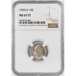 1950-D Roosevelt Dime Coin NGC MS67FT