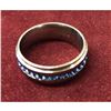 Image 3 : Ladies Titanium Steel Silver Brushed Blue Rhinestone Engagement Ring