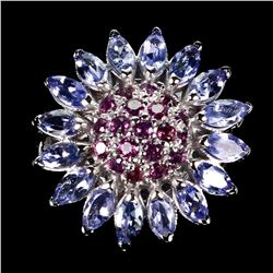 Natural Tanzanite & Rhodolite Garnet Ring