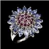 Image 2 : Natural Tanzanite & Rhodolite Garnet Ring