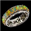Image 1 : Natural Unheated Oval White Opal Rainbow Ring