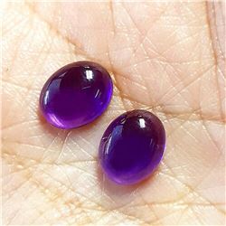 Natural Oval Cabochon Intense Purple Amethyst Pair