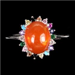 Natural Oval Orange Fire Opal Ring