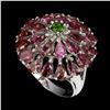 Image 1 : Natural Pink Tourmaline, Chrome Diopside Ring