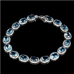 Natural Oval 8x6mm Swiss Blue Topaz Bracelet