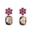 Image 1 : Unheated Antique Smoky Quartz & Rhodolite Earrings