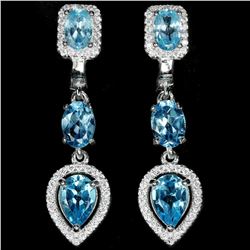 NATURAL  SWISS BLUE TOPAZ EARRINGS