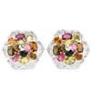 Image 1 : NATURAL MULTI COLOR TOURMALINE FLOWER EARRING