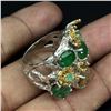 Image 3 : Natural Top Green Emerald & Rough Sapphire Ring