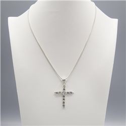 AMAZING 12.50 CT SWISS BLUE TOPAZ CROSS PENDANT