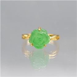 Lovly Hand Carved 5.45 Ct Jade Rose Ring