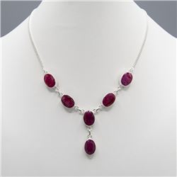 Sterling Silver Natural 55 Ct Ruby Necklace