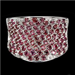 Natural Unheated Round Rhodolite Garnet Ring