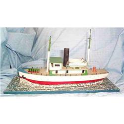 Vintage Wooden Tugboat Pilot Boat Ship Model  #980596